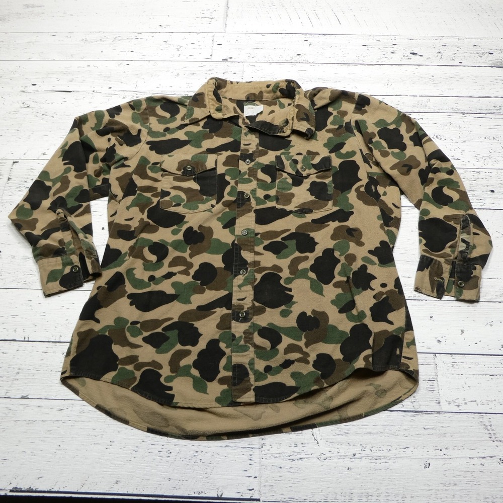 Vintage  KEY Imperial Chamois Cloth Shirt Womens‎ Large Camo Flannel Button Up